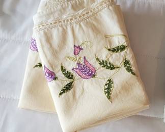 Assortment of Floral Design Embroidered Pillowcases