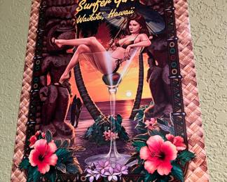 Surfer Girl - Waikiki, Hawaii Tin Sign