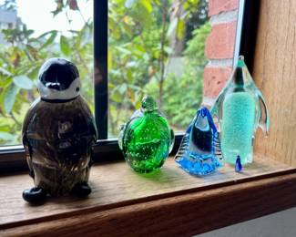 Assortment of Blown Glass Penguin Figurines