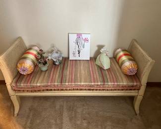 French Style Winged Padded Bench