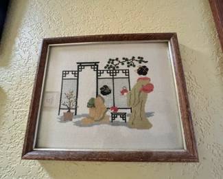 Framed Geisha Needlepoint
