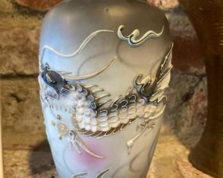 Hand Painted Moriage Vase with Dragon Design
