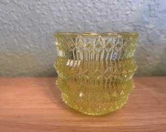 Yellow Vaseline Glass Votive Holder
