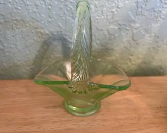 Green Uranium/Vaseline Glass Basket