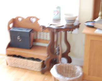 Antique Side Table and Childs bench