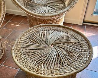 #9 - Rattan Boho peacock chairs, ottoman and side table- $200