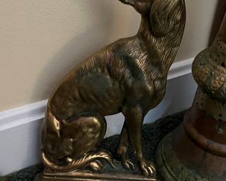 Brass hunting dog door stop