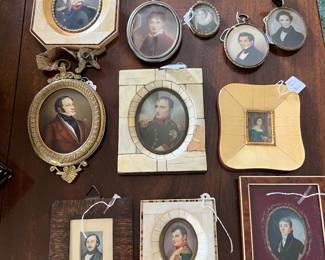 Framed antique miniature portraits