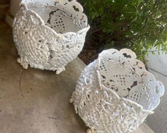 Mid-Century Modern iron planters. 