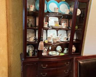 Vintage Duncan-Phyfe lighted china filled with Lenox china!