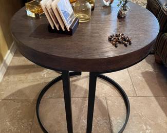 Round end table by Berhardt. Also have matching coffee table!