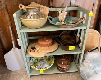 Lovely painted shelf w/ goodies!