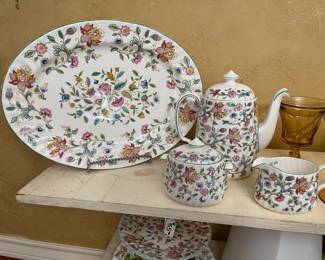 Platter, teapot and cream & sugar