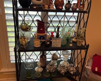 Iron baker's rack filled with beautiful & unique decor!