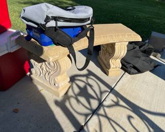 Curved concrete bench