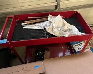 Rolling metal tool cart