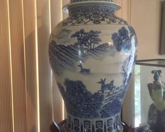 Large blue & white jar