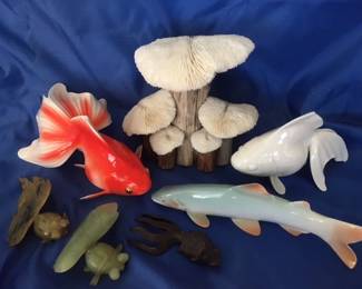 Noritake & Seyei porcelain fish.  Mushroom coral