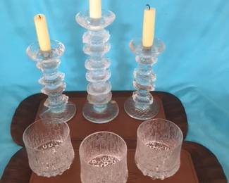 Iitttala "Ultima" old fashions & "Festivo" candlesticks