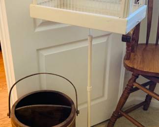 Metal Birdcage / Vintage three-legged sewing barrel