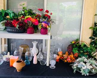 Vases and faux flowers