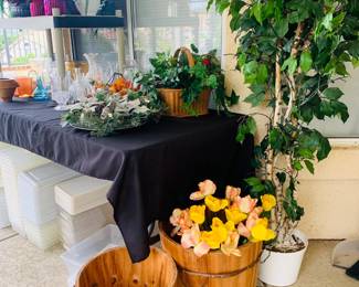 Faux flowers and greenery