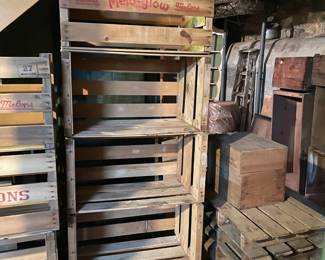 antique wooden crates and palettes
