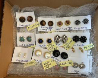 various costume jewelry, post earrings