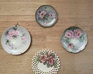 decorative plate set - pink and green floral