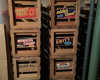 vintage branded wooden crates