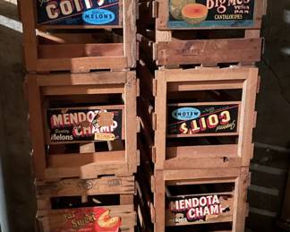 vintage branded wooden crates