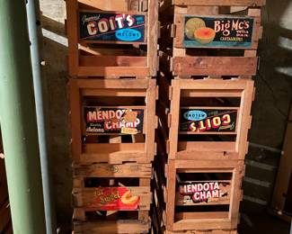 vintage branded wooden crates