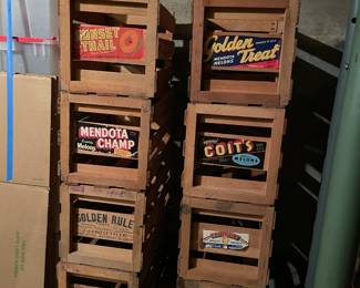 vintage branded wooden crates