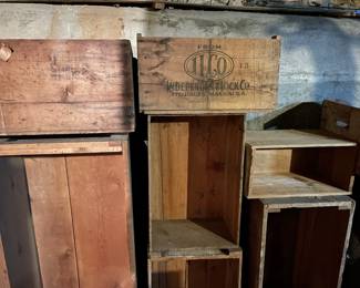 vintage branded wooden crates