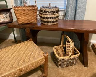 woven foot stool, hand woven baskets