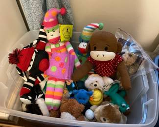 vintage and antiques toys, baseball gloves, cars, paper dolls, sock monekys