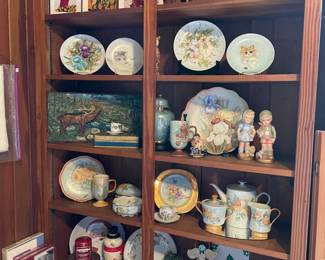 vintage wood furniture, embroidered linens, vintage and antique china dishes, bowls, decor, baskets