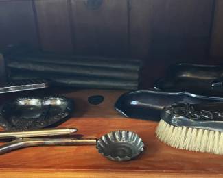antique brush, comb, scissors