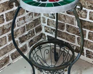 COLORFUL WROUGHT IRON PLANT STAND