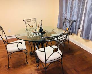 GLASS TOP DINING TABLE WITH CHAIRS