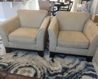 Pottery Barn by Bernhardt Pair of Comfort Roll Arm Upholstered Chairs - Tan