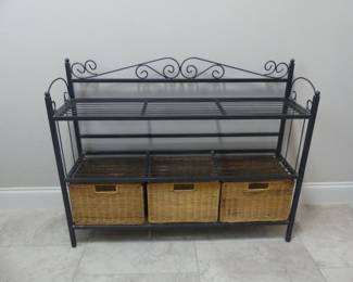 Laundry Room Shelf/Rack with 4 Wicker Basket Drawers - 40" x 11" x 30"