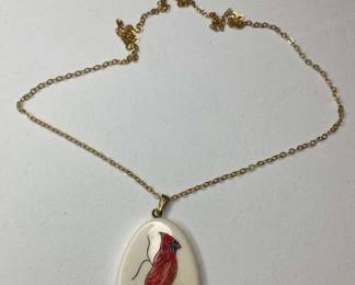 HPT013 Hand Painted Bird Necklace 