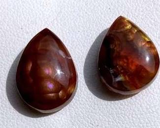 HPT016 Pair of Genuine Fire Agate Gemstones