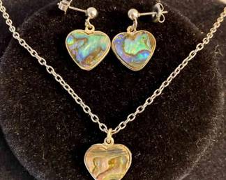 HPT032 Abalone Set Earrings & Necklace 