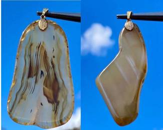 HPT041 Two Gemstone Pendants - Montana Agate