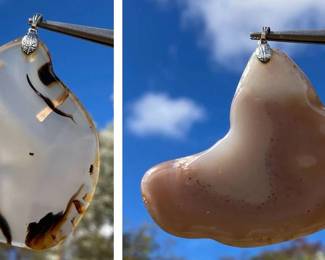 HPT043 Two Sterling Silver Montana Agate Pendants 