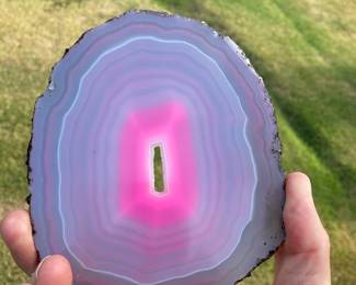 HPT058 Pink Agate Slab - Decoration Crystal