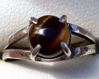 HPT078 Tiger’s Eye Sterling Silver Ring SZ 5