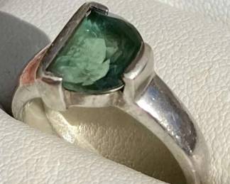 HPT110 Green Tourmaline SS Ring